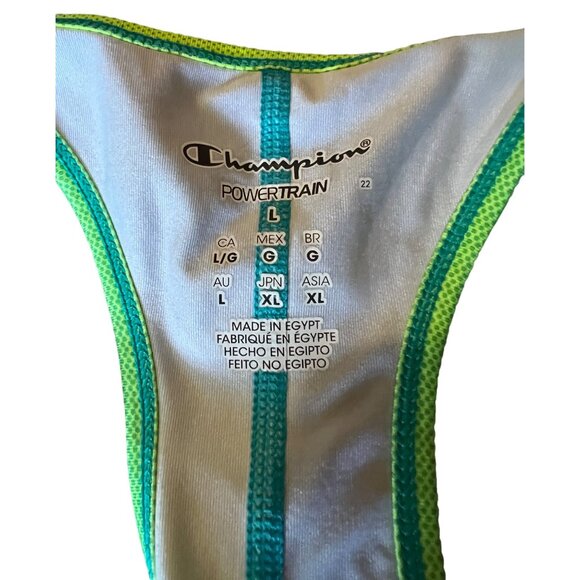 Champion Powertrain Neon Racerback Tank Sz Large Womens Blue Yellow Sportwear - Picture 3 of 8